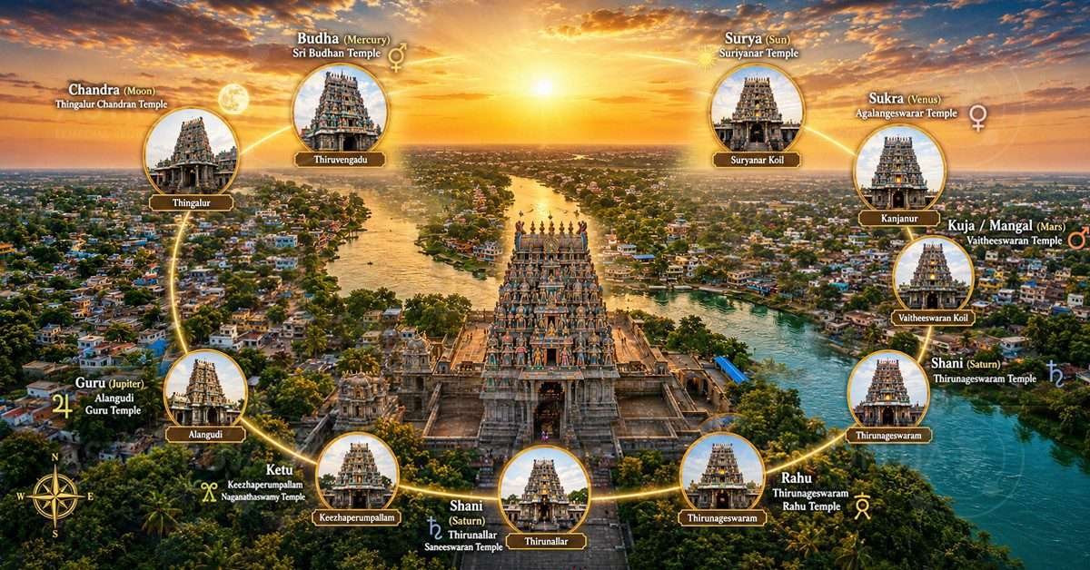 Navagraha Temples vs Pancha Bhoota Sthalams: A Complete Tamil Nadu Pilgrimage Guide